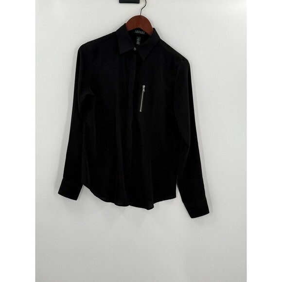 Lauren Ralph Lauren Tops - Lauren Ralph Lauren Black Blend Button Up Shirt Easy Elegance Size SMALL